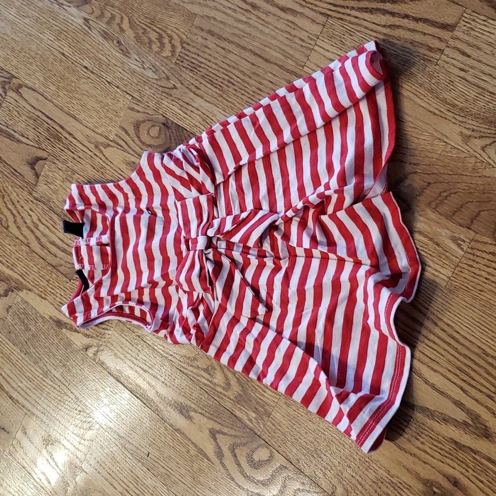 (18M) Tommy Hilfiger Striped Holiday Nautical Fit & Flare Dress Bow Accent